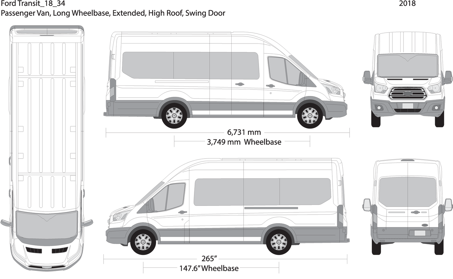 2018 Ford Transit Swing Doors 34 V34 Vehicle Wrap Template