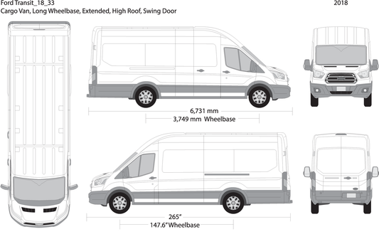 2018 Ford Transit Swing Doors V33 Vehicle Wrap Template