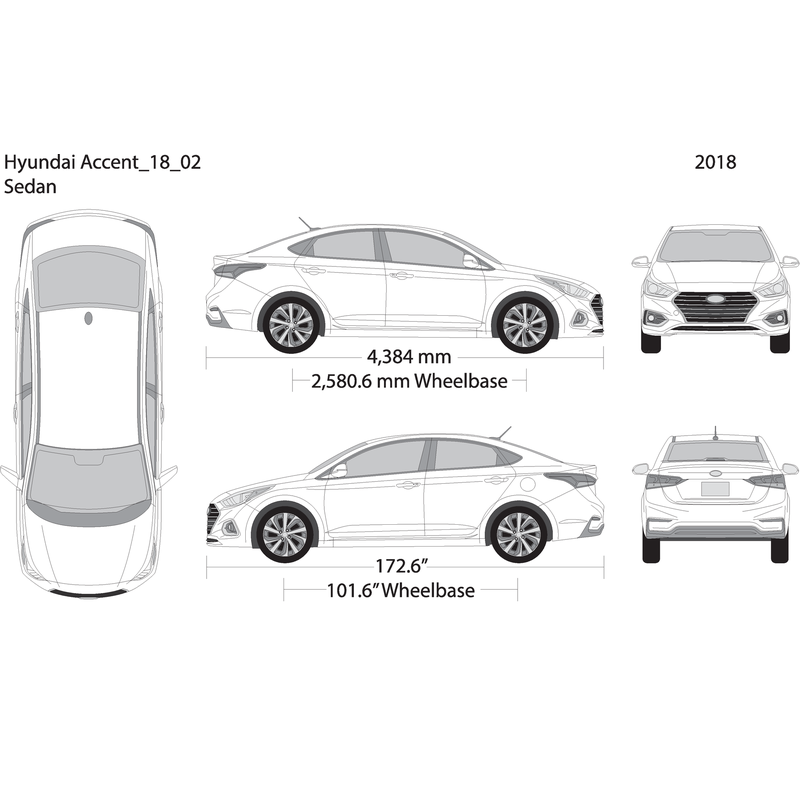 2018 Hyundai Accent Sedan V02 Vehicle Wrap Template