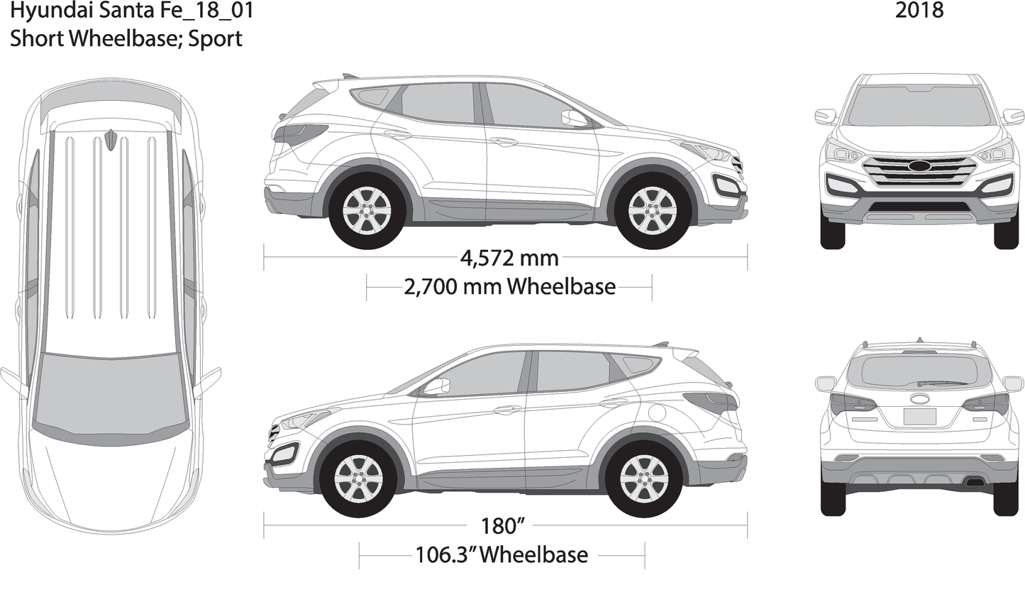 2018 Hyundai Santa Fe V01 Vehicle Wrap Template