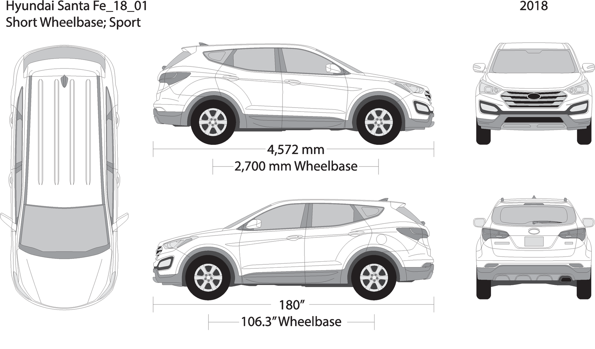 2018 Hyundai Santa Fe V01 Vehicle Wrap Template