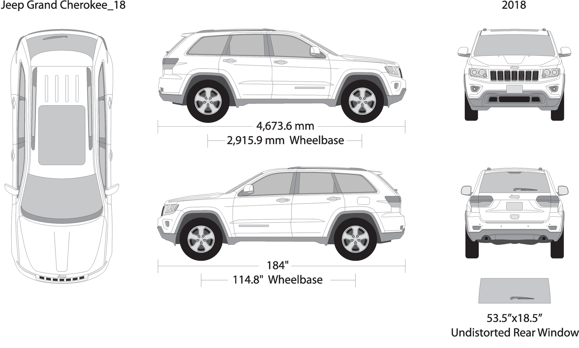 2018 Jeep Grand Cherokee V18 Vehicle Wrap Template