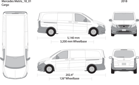 2018 Mercedes Metris V01 Vehicle Wrap Template