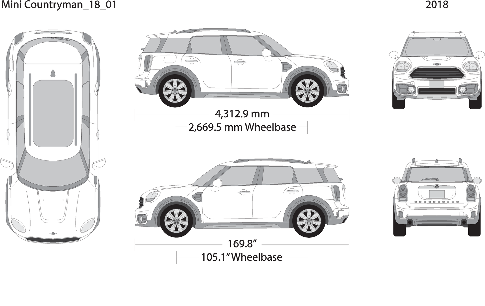 2018 Mini Cooper Mini Countryman V01 Vehicle Wrap Template