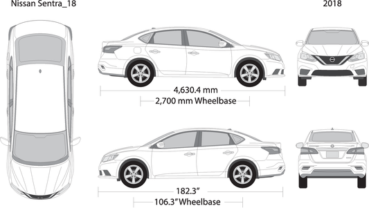 2018 Nissan Sentra V18 Vehicle Wrap Template