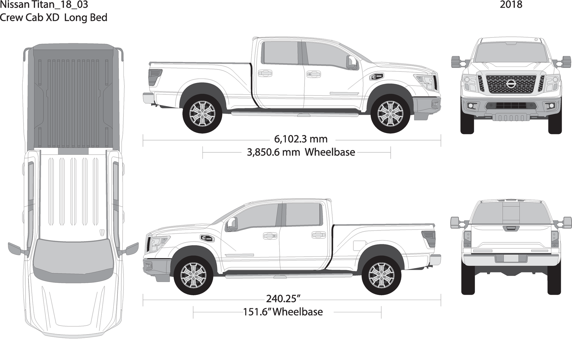 2018 Nissan Titan V03 Vehicle Wrap Template