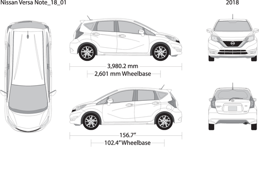2018 Nissan Versa Note V01 Vehicle Wrap Template