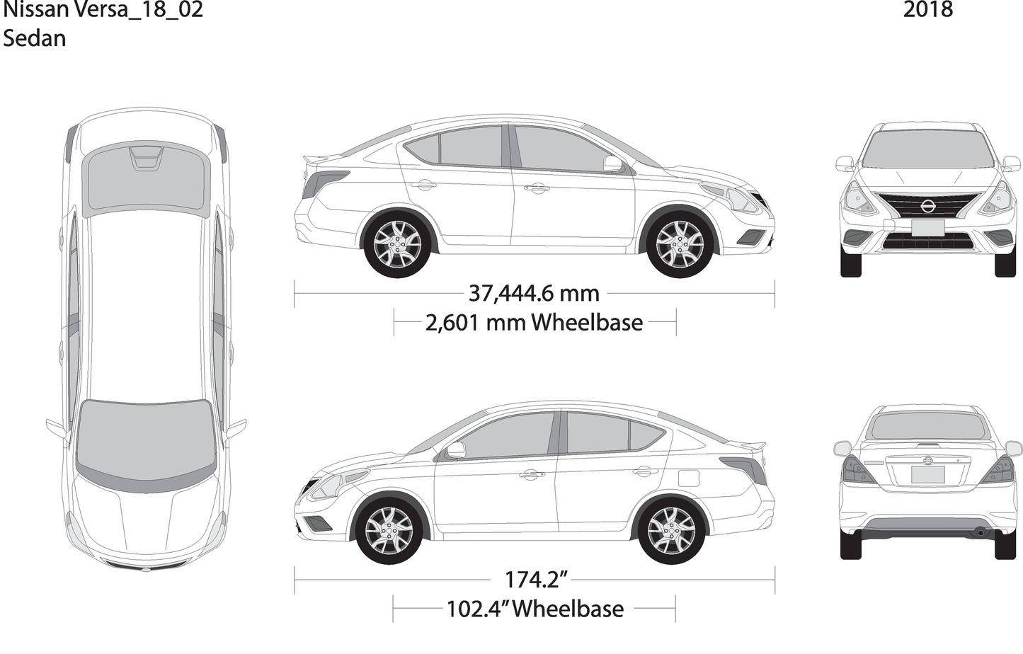 2018 Nissan Versa Sedan V02 Vehicle Wrap Template