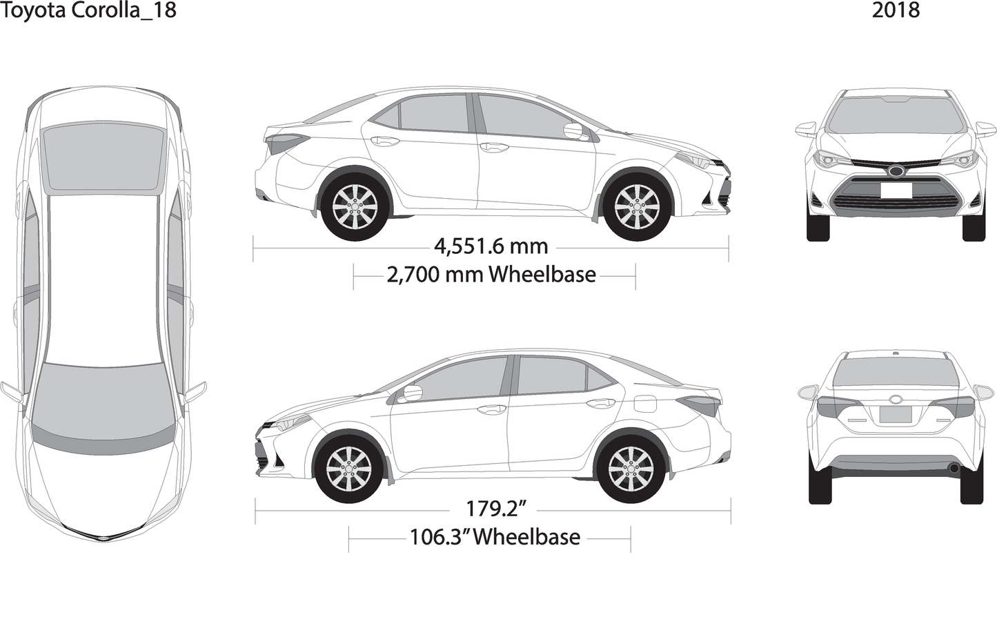 2018 Toyota Corolla V18 Vehicle Wrap Template