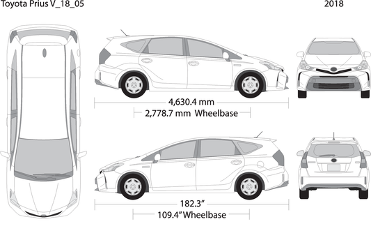 2018 Toyota Prius V05 Vehicle Wrap Template