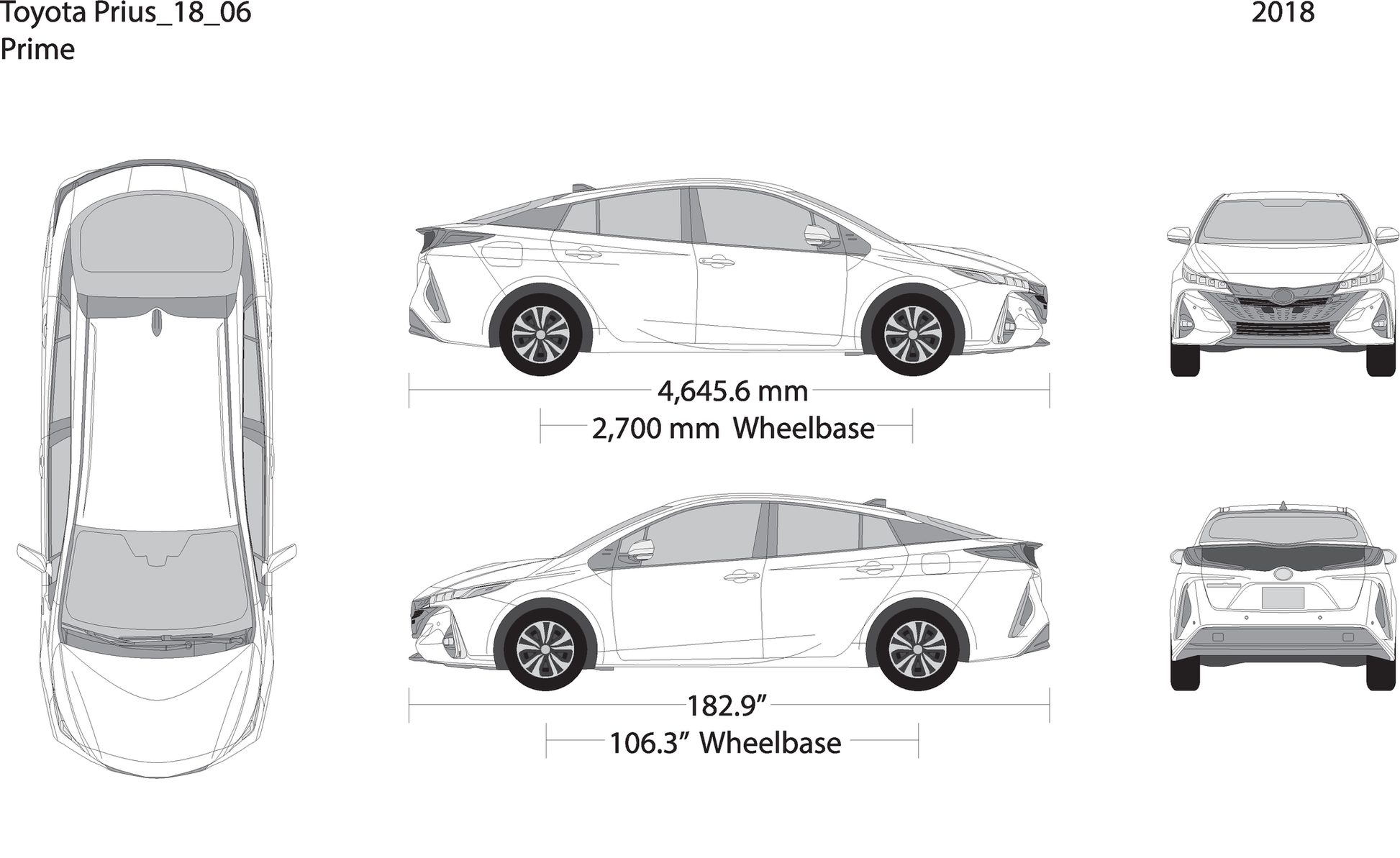 2018 Toyota Prius V06 Vehicle Wrap Template