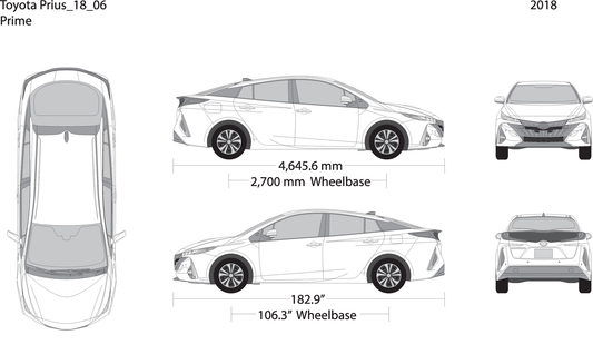 2018 Toyota Prius V06 Vehicle Wrap Template