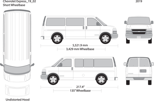 2019 Chevy Express V02 Vehicle Wrap Template