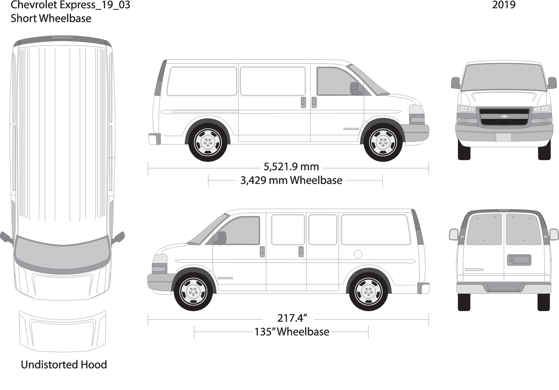 2019 Chevy Express V03 Vehicle Wrap Template
