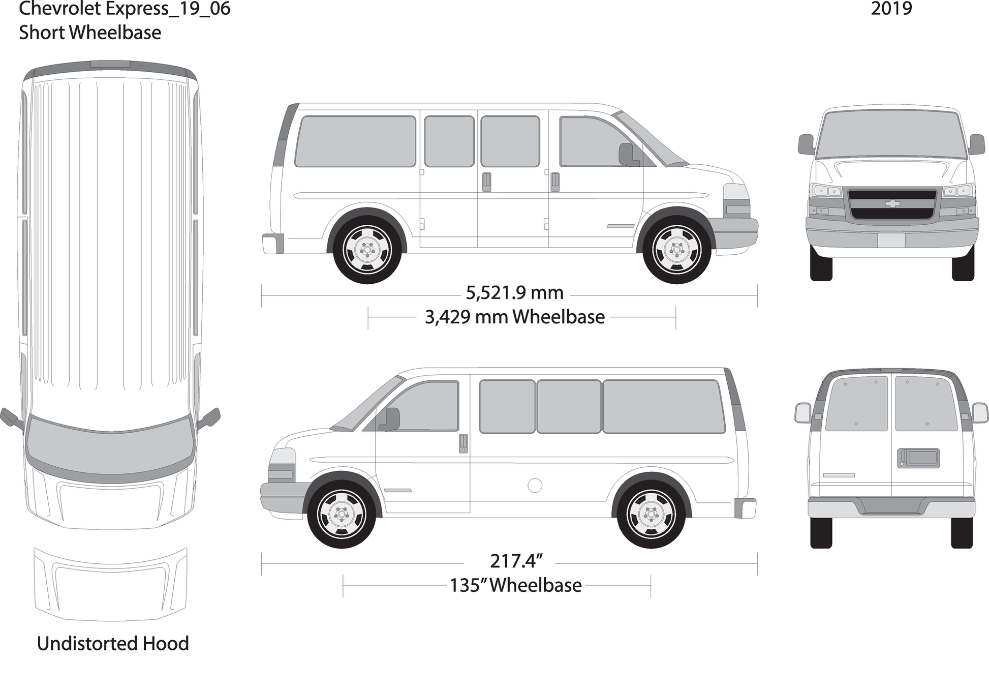 2019 Chevy Express V06 Vehicle Wrap Template
