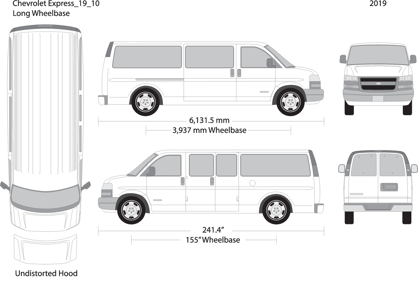 2019 Chevy Express V10 Vehicle Wrap Template