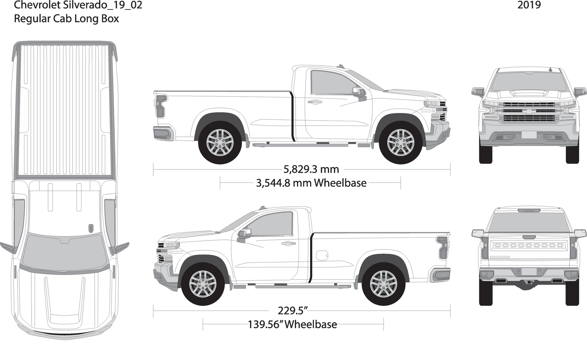 2019 Chevy Silverado 1500 V02 Vehicle Wrap Template