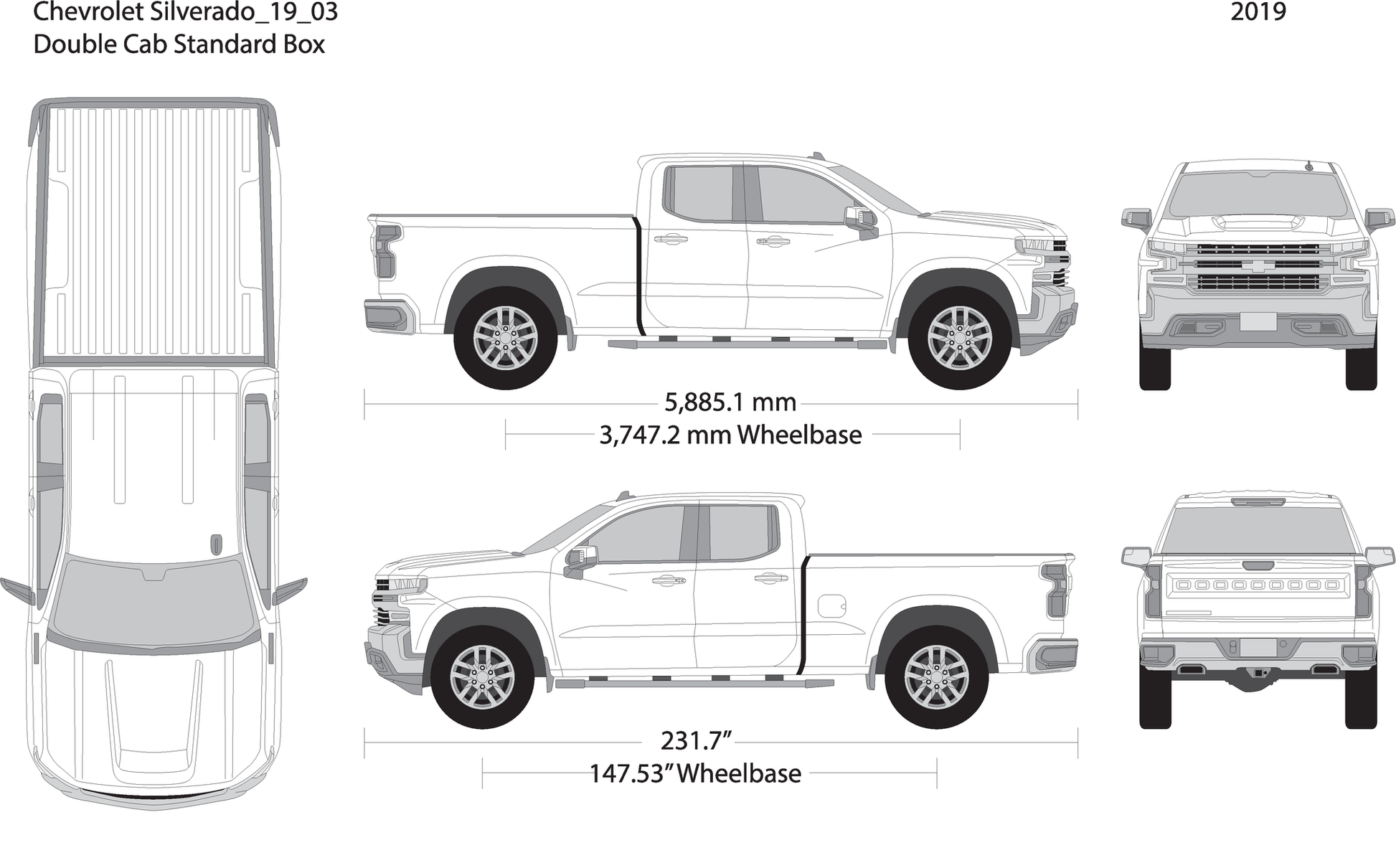 2019 Chevy Silverado 1500 V03 Vehicle Wrap Template