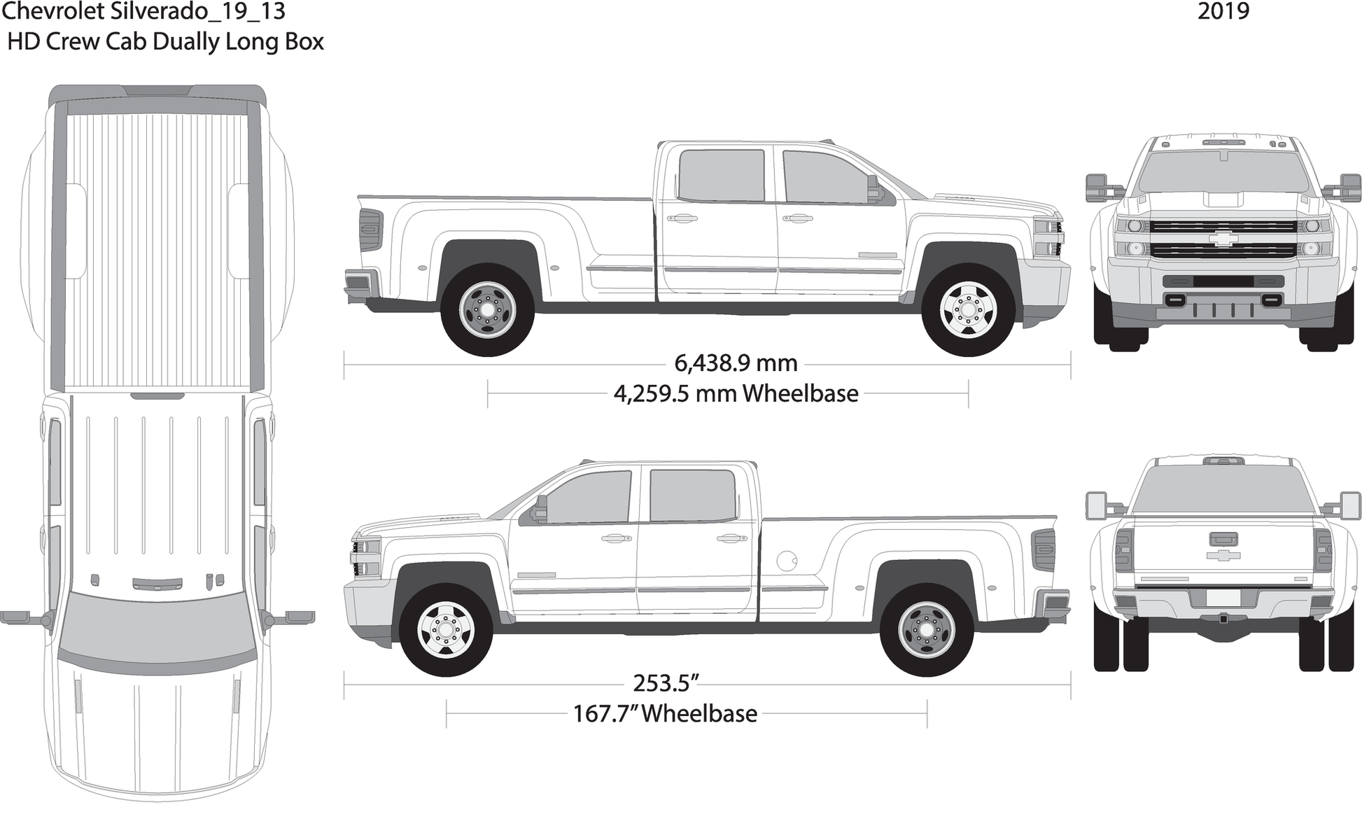 2019 Chevy Silverado 2500 3500 Hd V13 Vehicle Wrap Template