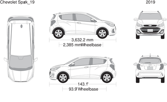 2019 Chevy Spark V19 Vehicle Wrap Template