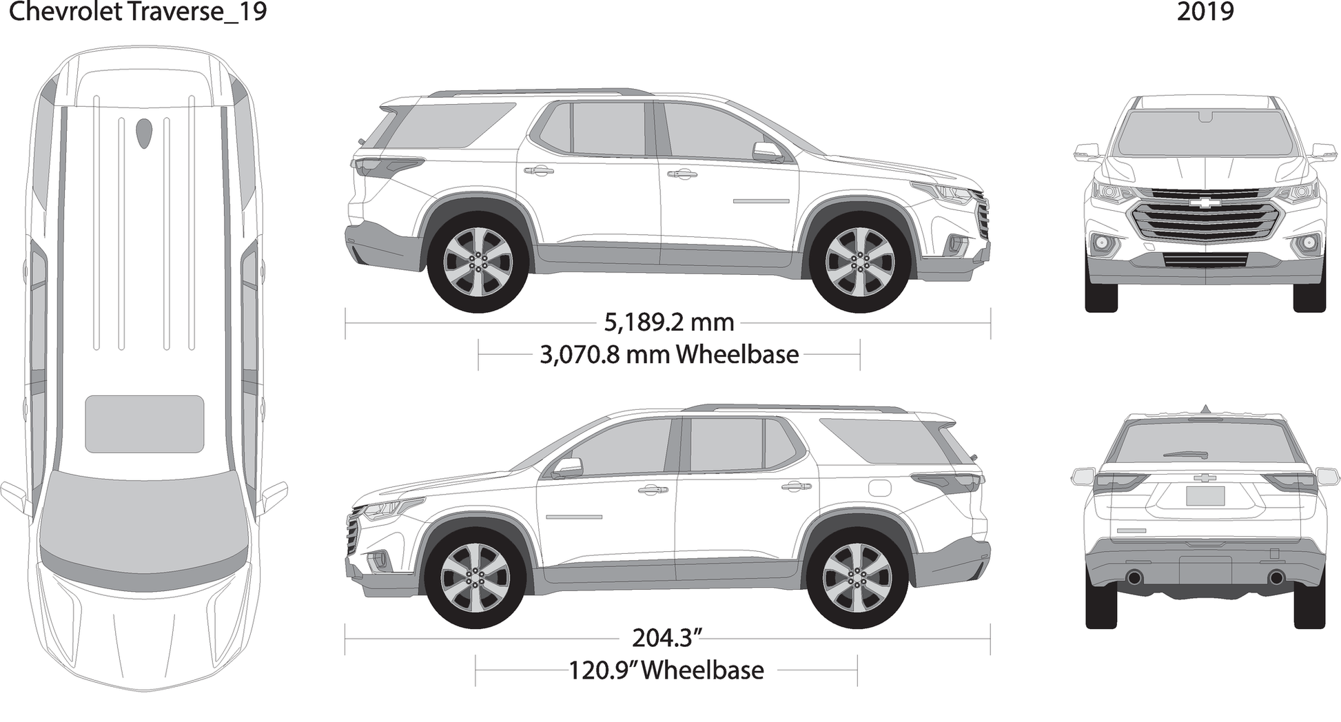 2019 Chevy Traverse V19 Vehicle Wrap Template