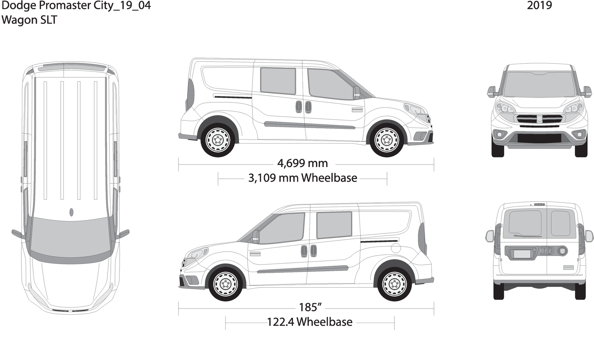 2019 Dodge Promaster City V04 Vehicle Wrap Template