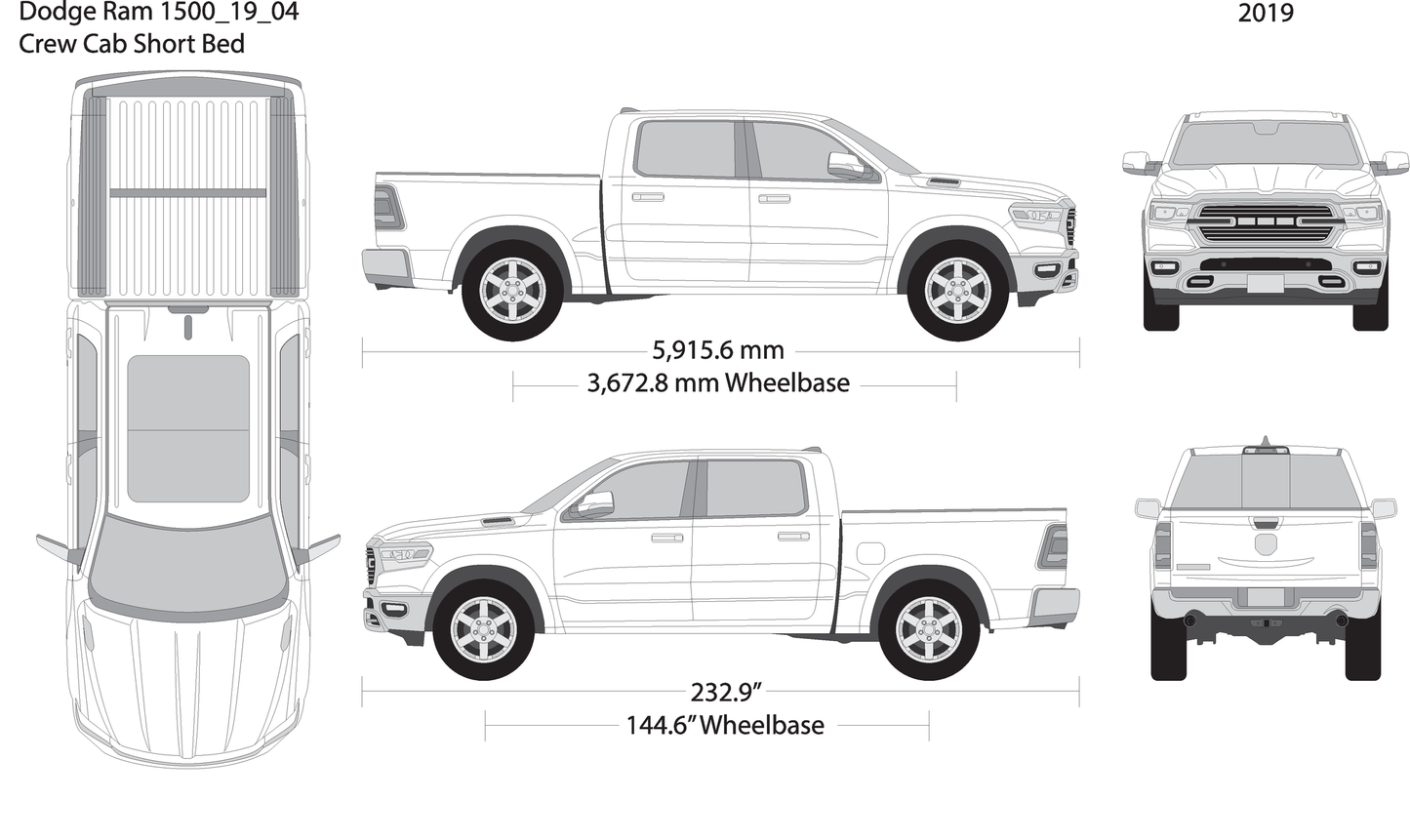 2019 Dodge Ram 1500 V04 Vehicle Wrap Template