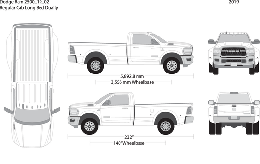 2019 Dodge Ram 2500 3500 V02 Vehicle Wrap Template