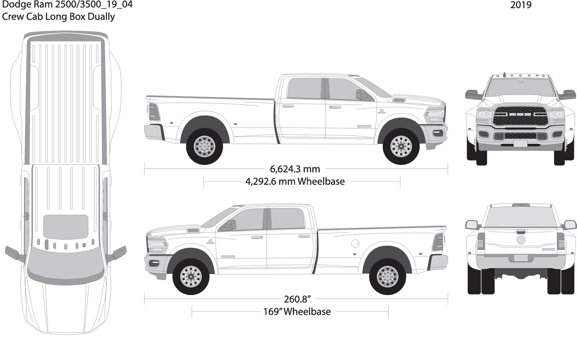 2019 Dodge Ram 2500 3500 V04 Vehicle Wrap Template