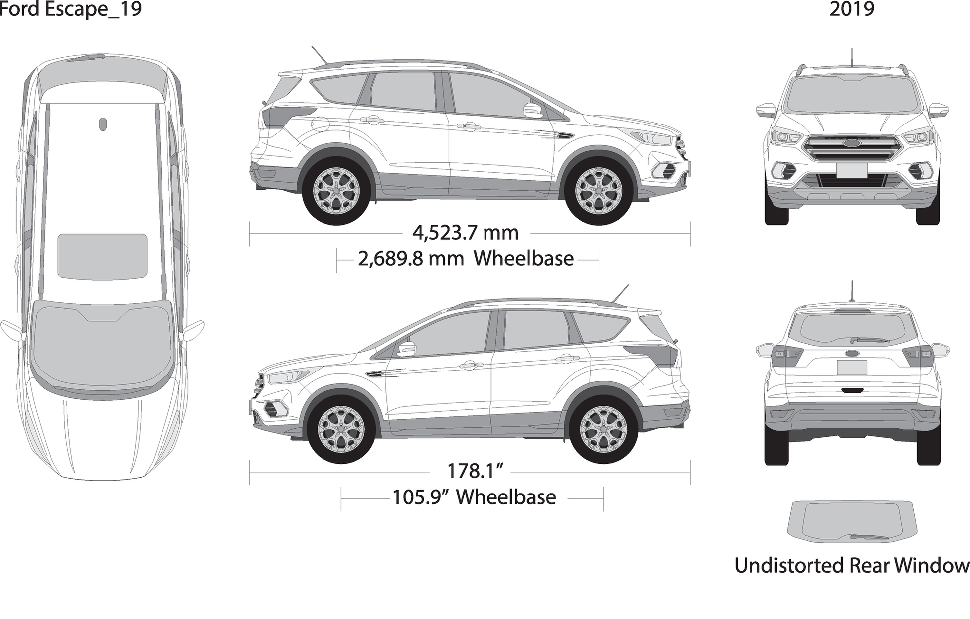 2019 Ford Escape V19 Vehicle Wrap Template