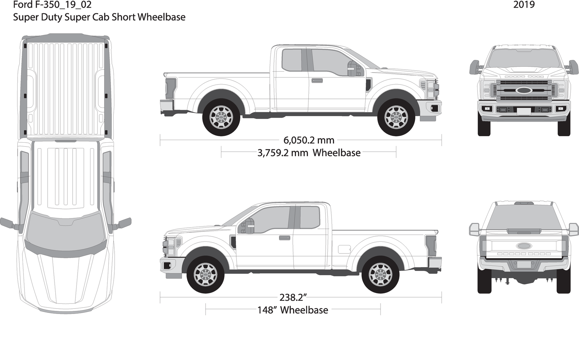 2019 Ford F 350 V02 Vehicle Wrap Template