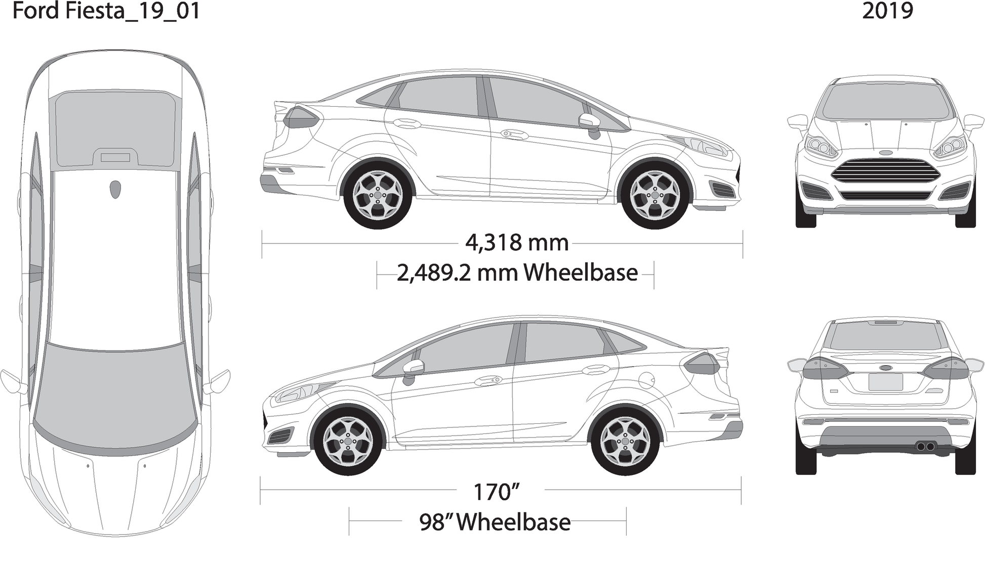 2019 Ford Fiesta V01 Vehicle Wrap Template