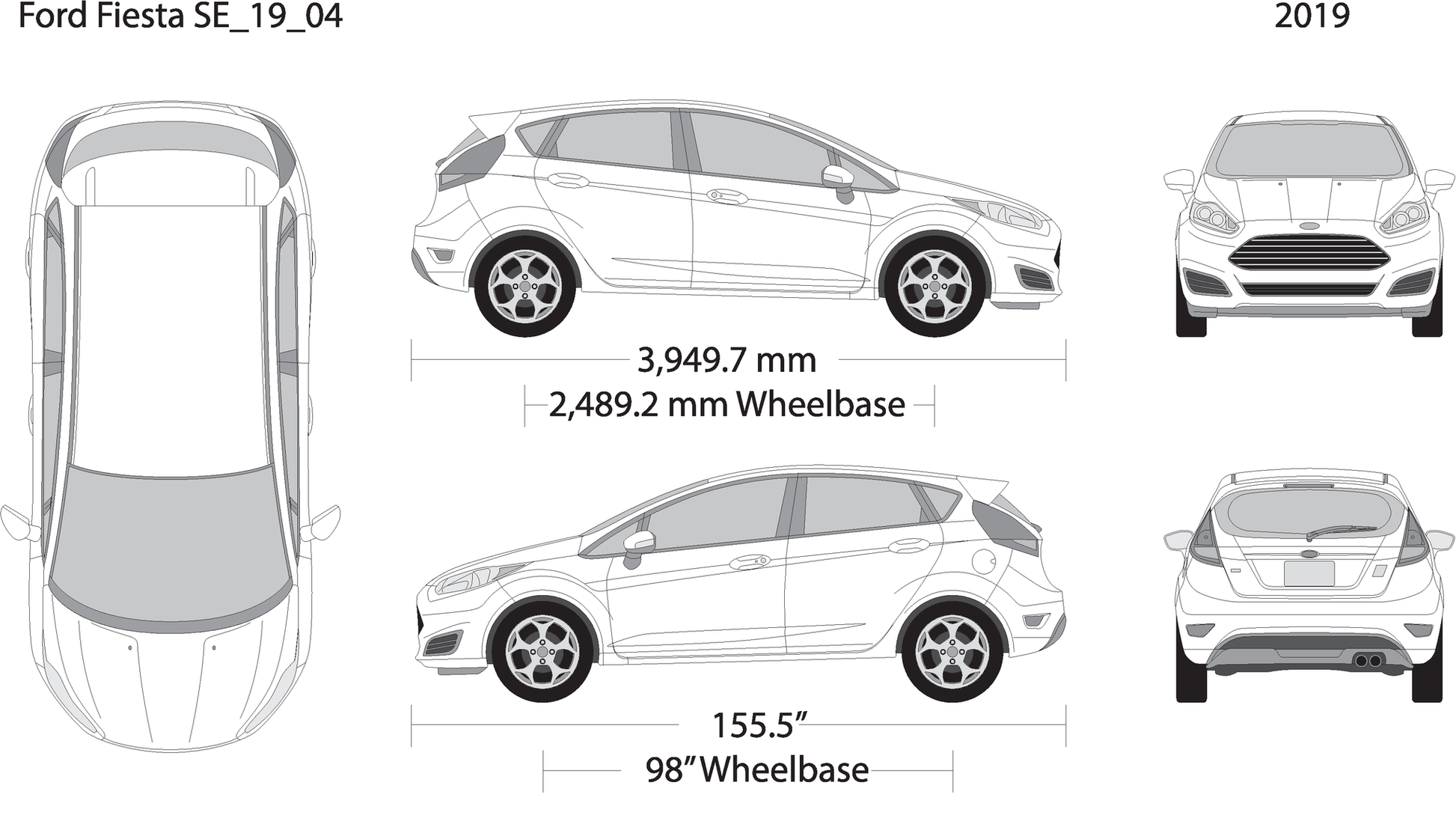 2019 Ford Fiesta V04 Vehicle Wrap Template