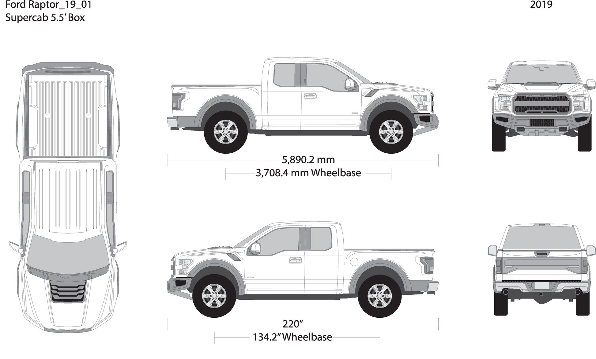2019 Ford Raptor V01 Vehicle Wrap Template