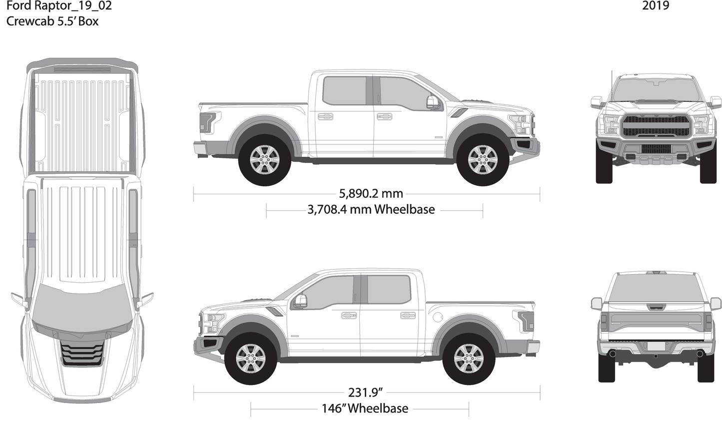 2019 Ford Raptor V02 Vehicle Wrap Template