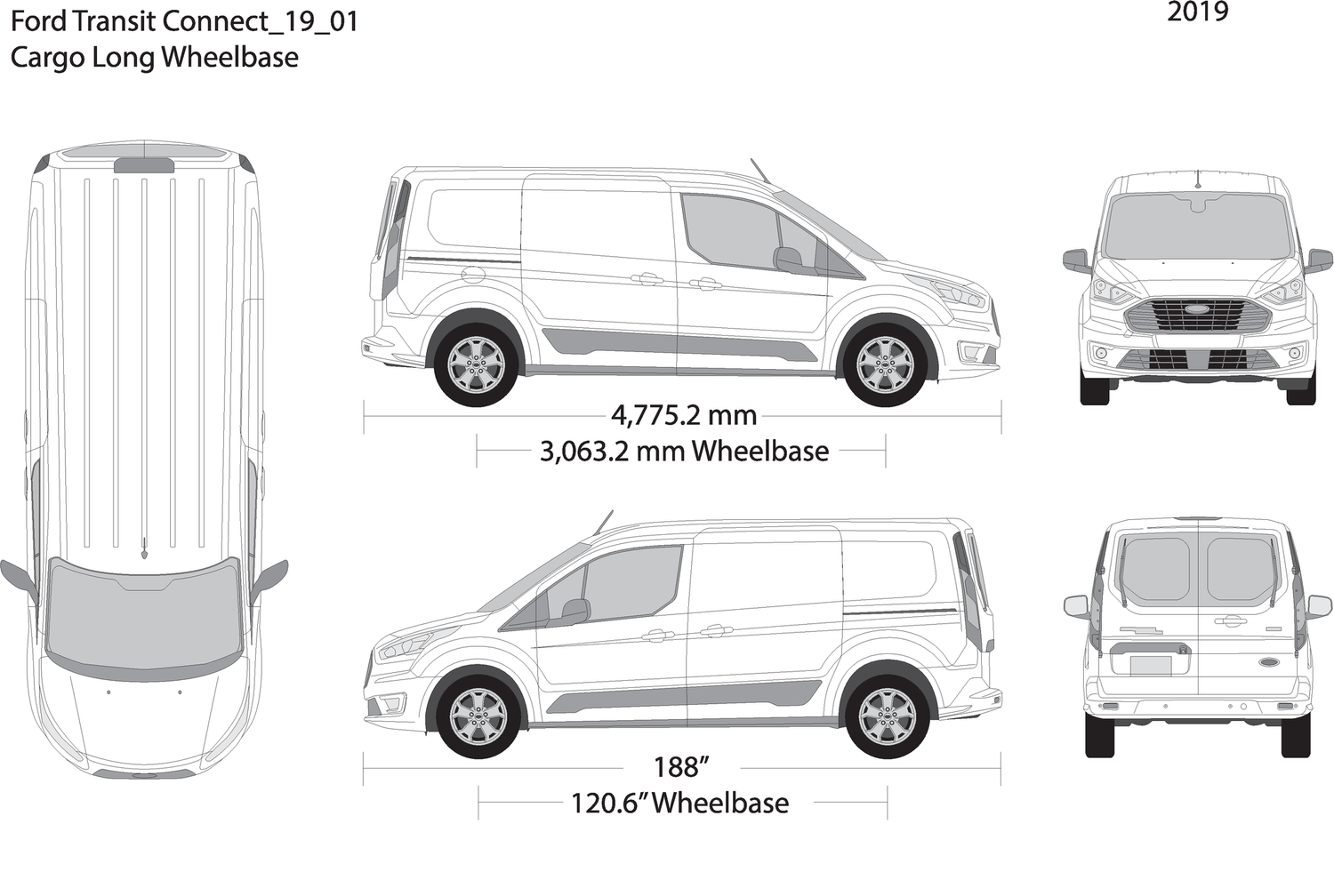 2019 Ford Transit Connect V01 Vehicle Wrap Template