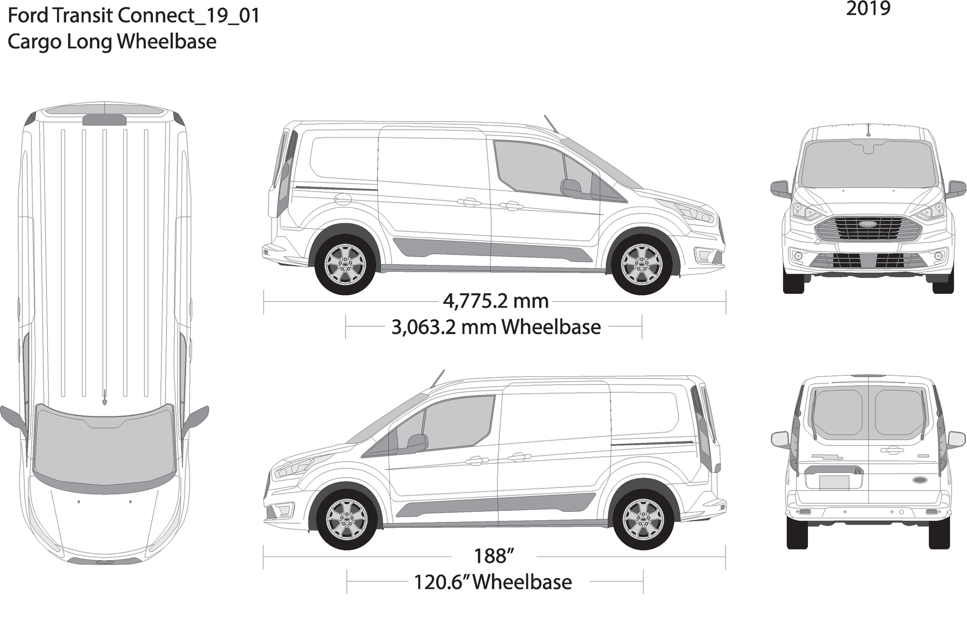 2019 Ford Transit Connect V01 Vehicle Wrap Template
