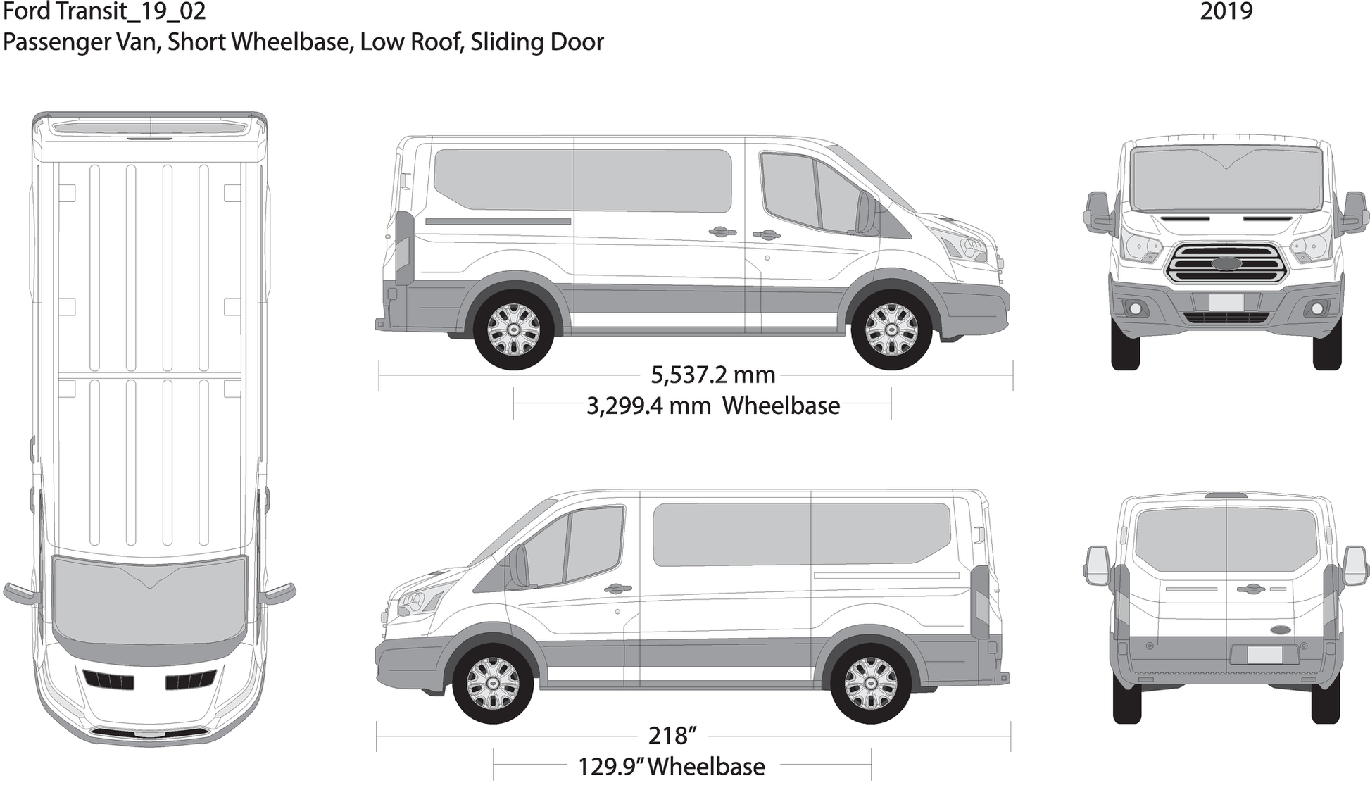 2019 Ford Transit Sliding Door V02 Vehicle Wrap Template