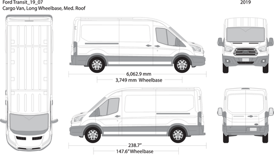 2019 Ford Transit Sliding Door V07 Vehicle Wrap Template