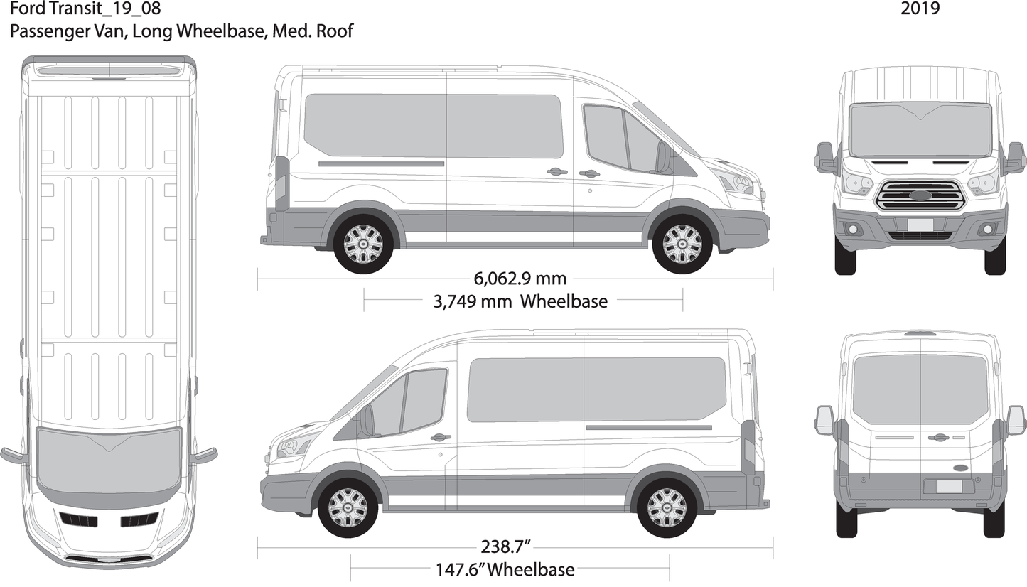 2019 Ford Transit Sliding Door V08 Vehicle Wrap Template