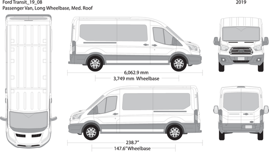 2019 Ford Transit Sliding Door V08 Vehicle Wrap Template