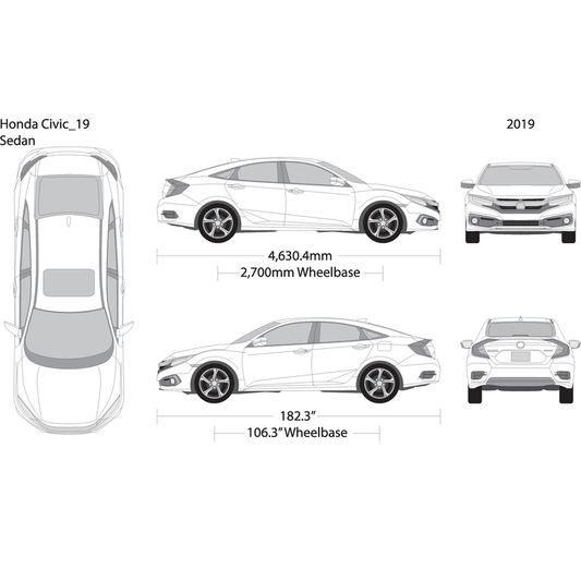 2019 Honda Civic Sedan V19 Vehicle Wrap Template