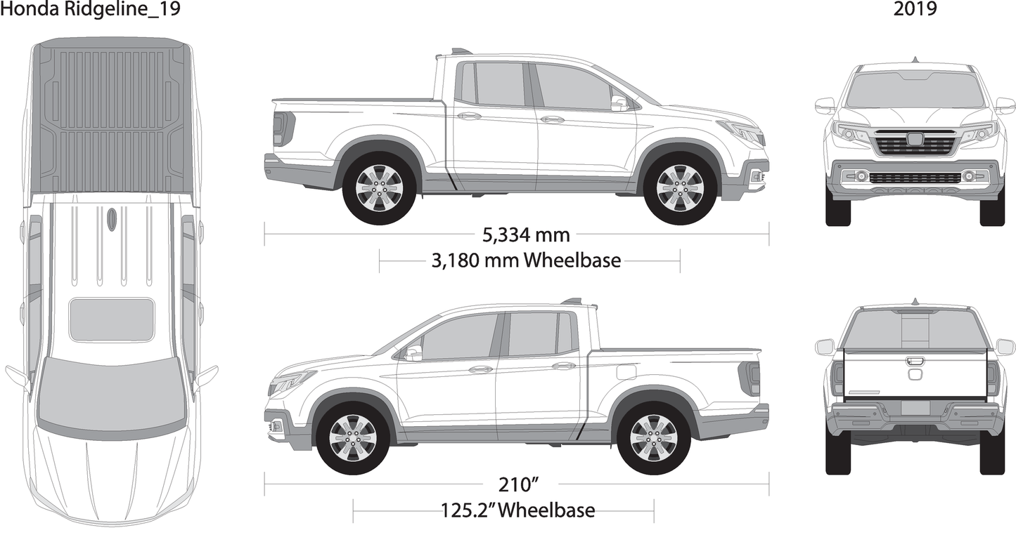 2019 Honda Ridgeline V19 Vehicle Wrap Template