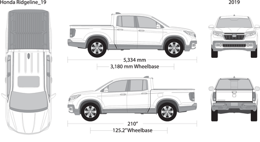 2019 Honda Ridgeline V19 Vehicle Wrap Template
