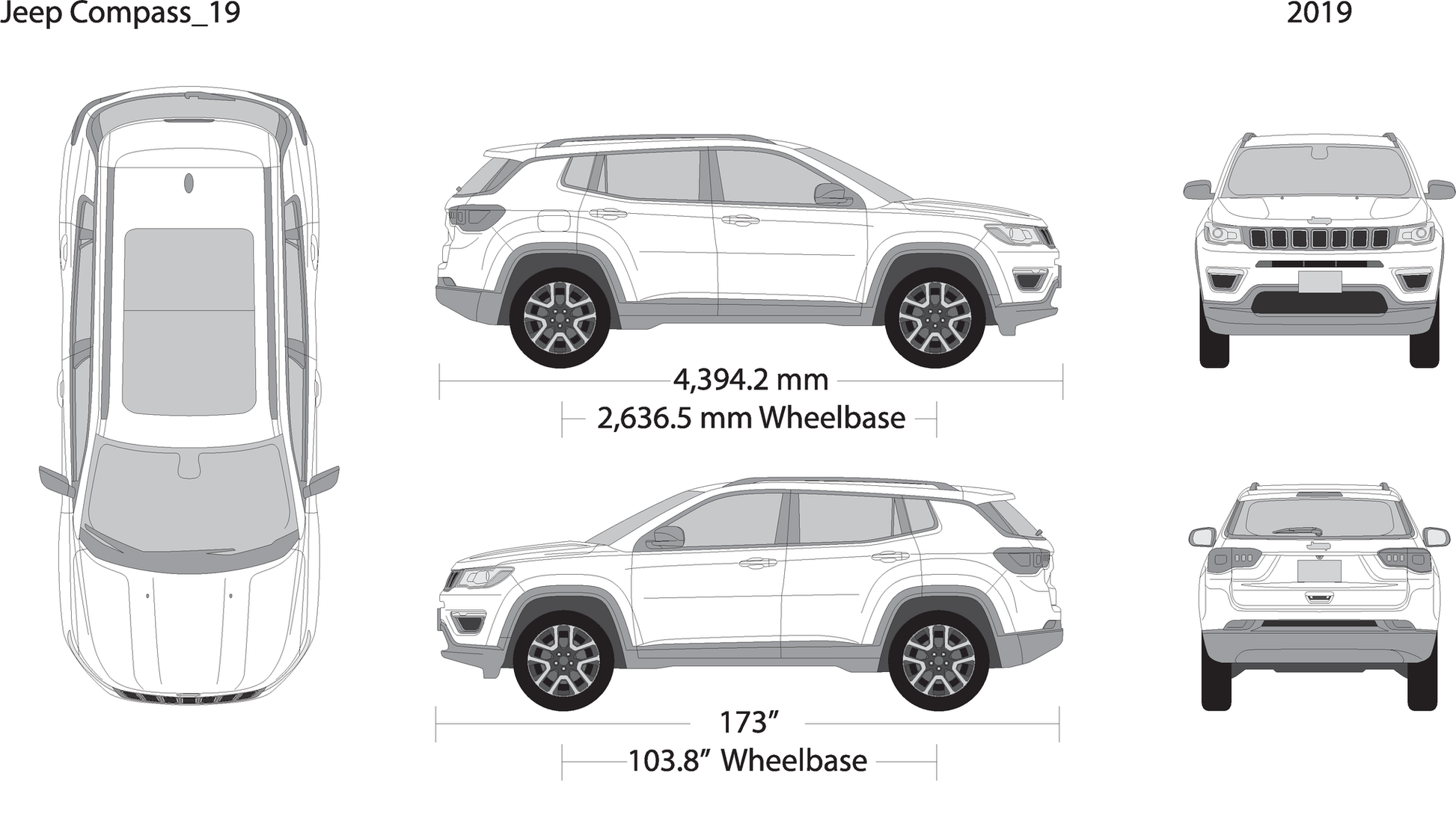 2019 Jeep Compass V19 Vehicle Wrap Template