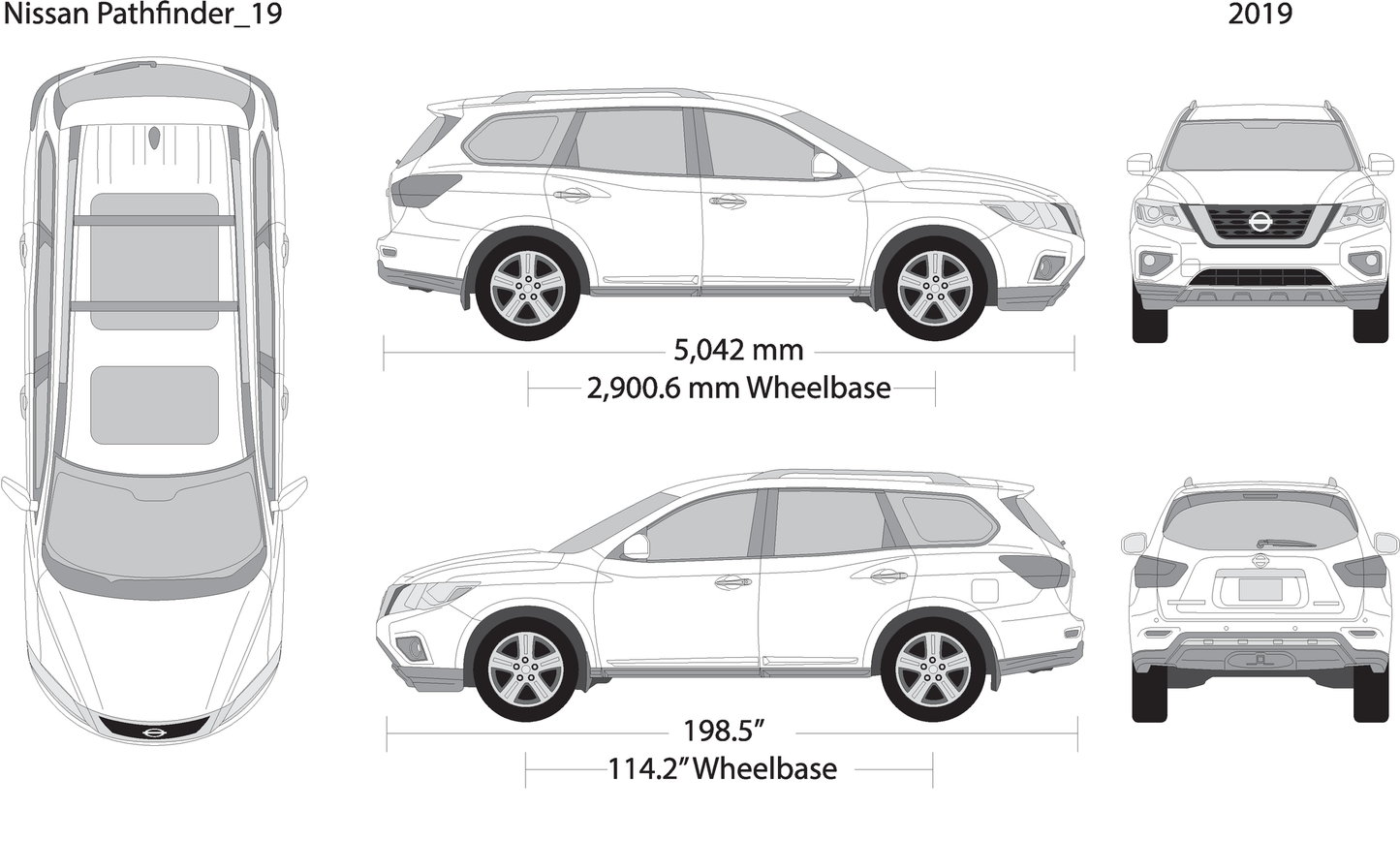 2019 Nissan Pathfinder V19 Vehicle Wrap Template