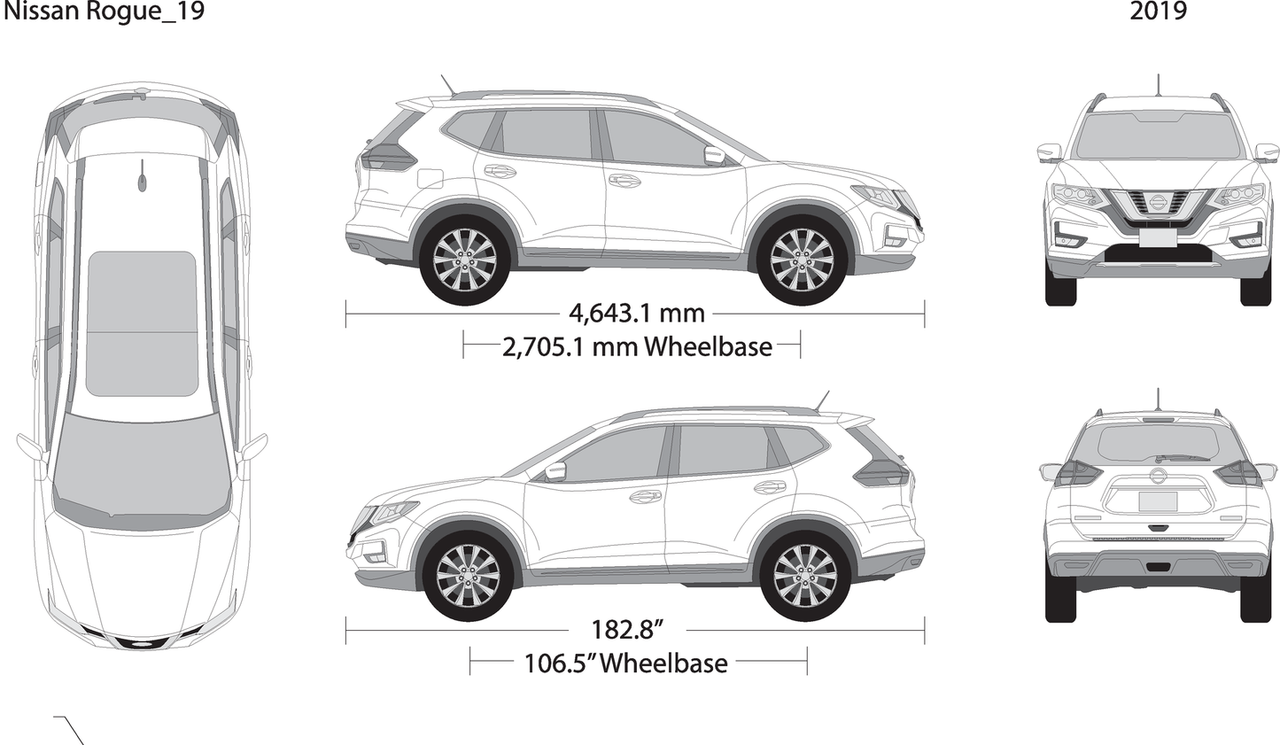 2019 Nissan Rogue V19 Vehicle Wrap Template