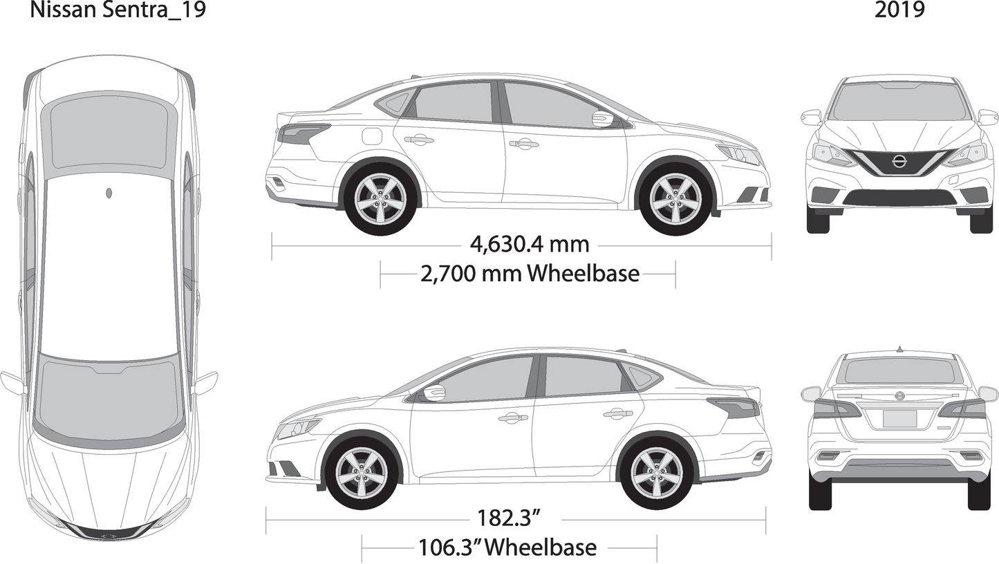 2019 Nissan Sentra V19 Vehicle Wrap Template