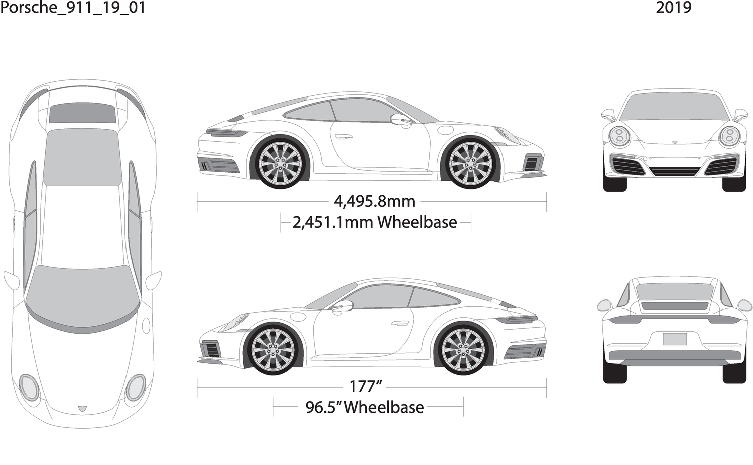 2019 Porsche 911 V01 Vehicle Wrap Template