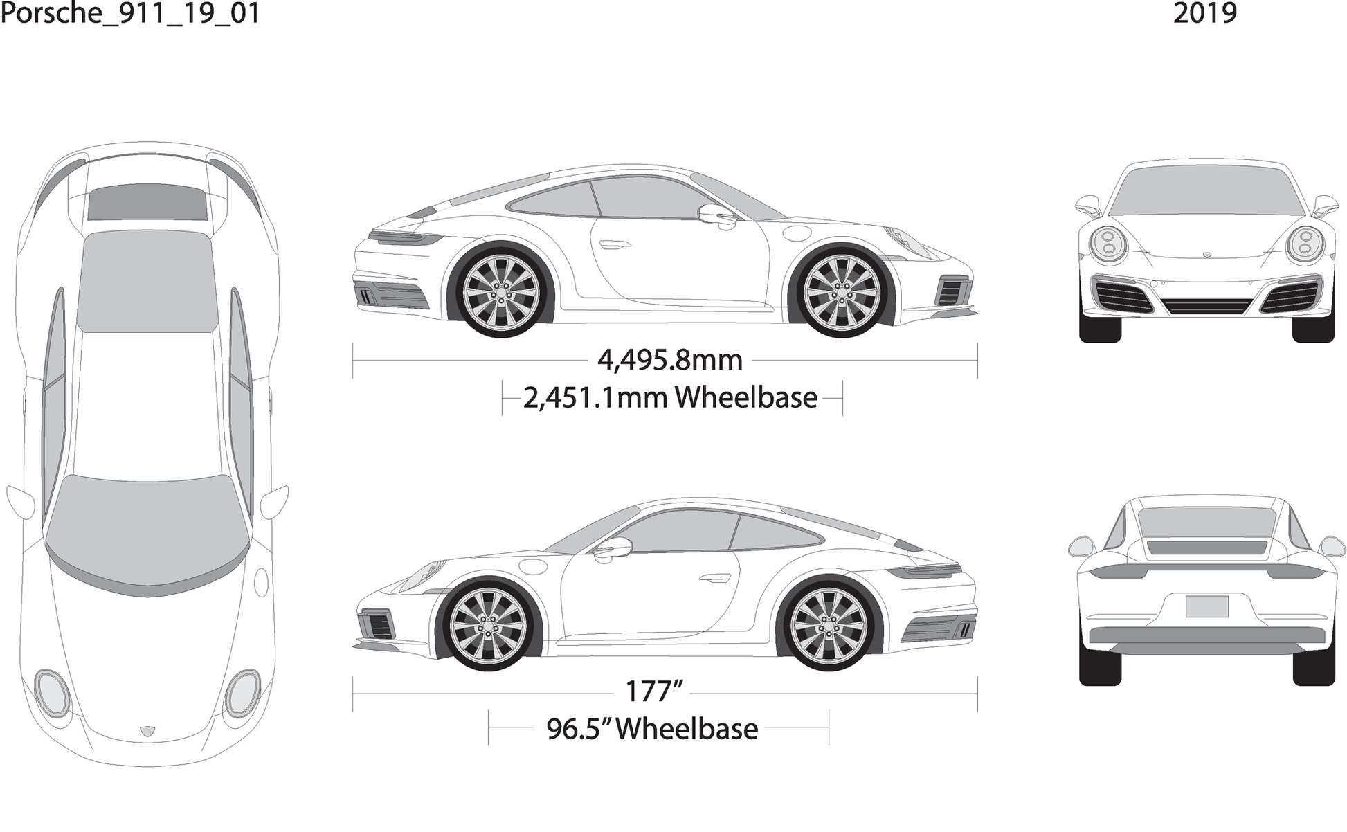 2019 Porsche 911 V01 Vehicle Wrap Template